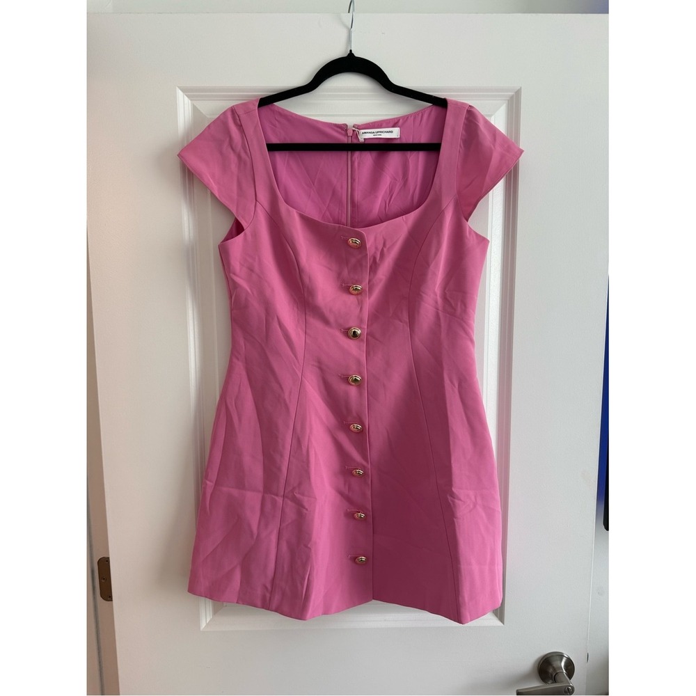Amanda Uprichard Button Front Mini Dress Large Pink NEW